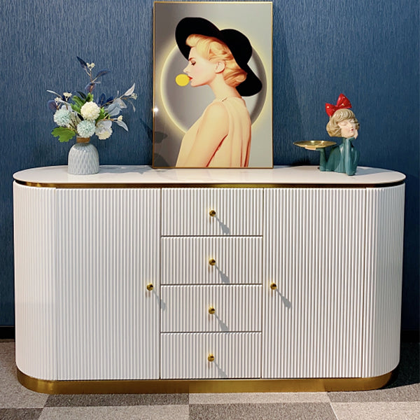 White Sideboard Cabinet with Drawers Stone and Wood Sideboard Table