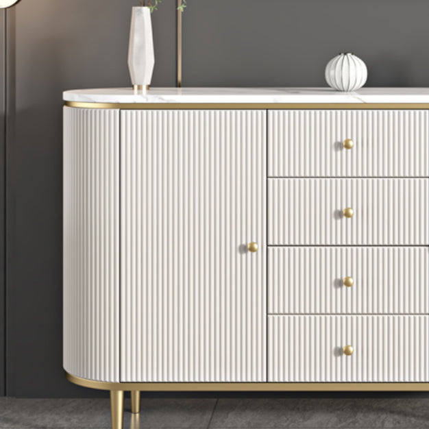 White Sideboard Cabinet with Drawers Stone and Wood Sideboard Table