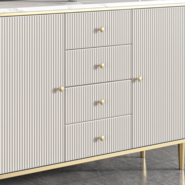 White Sideboard Cabinet with Drawers Stone and Wood Sideboard Table