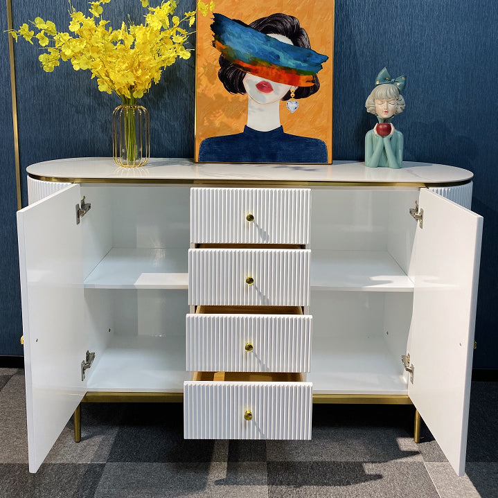 White Sideboard Cabinet with Drawers Stone and Wood Sideboard Table