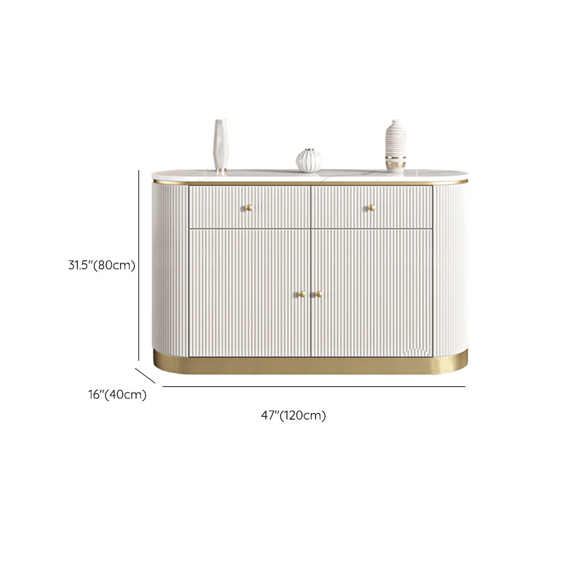 White Sideboard Cabinet with Drawers Stone and Wood Sideboard Table