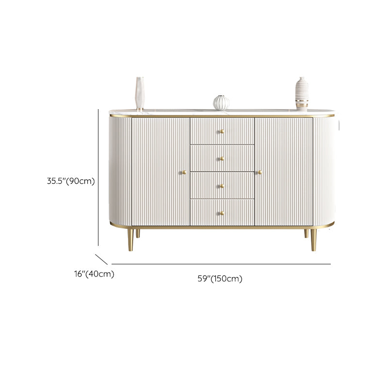 White Sideboard Cabinet with Drawers Stone and Wood Sideboard Table