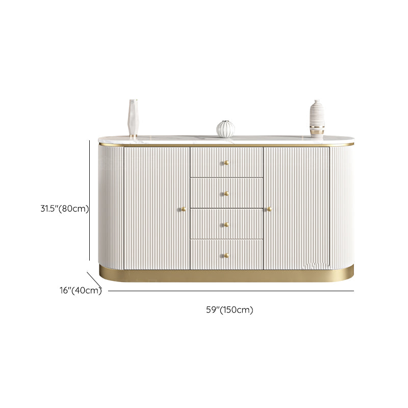 White Sideboard Cabinet with Drawers Stone and Wood Sideboard Table