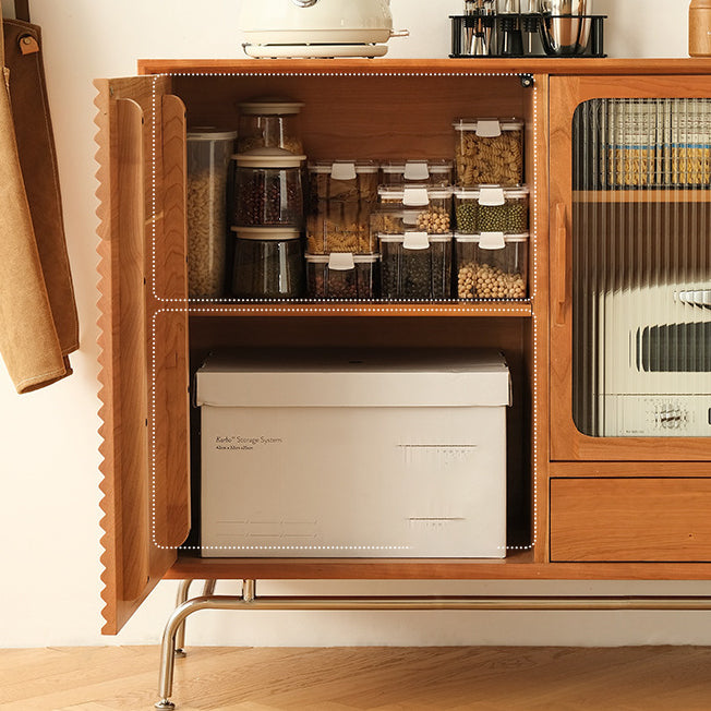 Brown Solid Wood Sideboard Table Modern Dining Server with Drawers