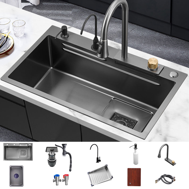 Stainless Steel Kitchen Sink Modern Style Rectangle Shape Kitchen Sink