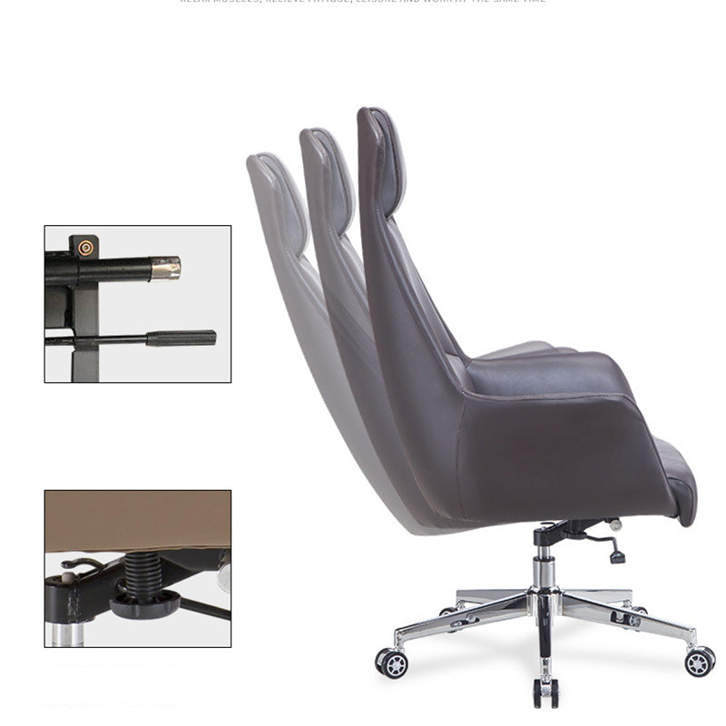 Modern Leather Managers Chair Adjustable Lumbar Support Executive Chair for Office