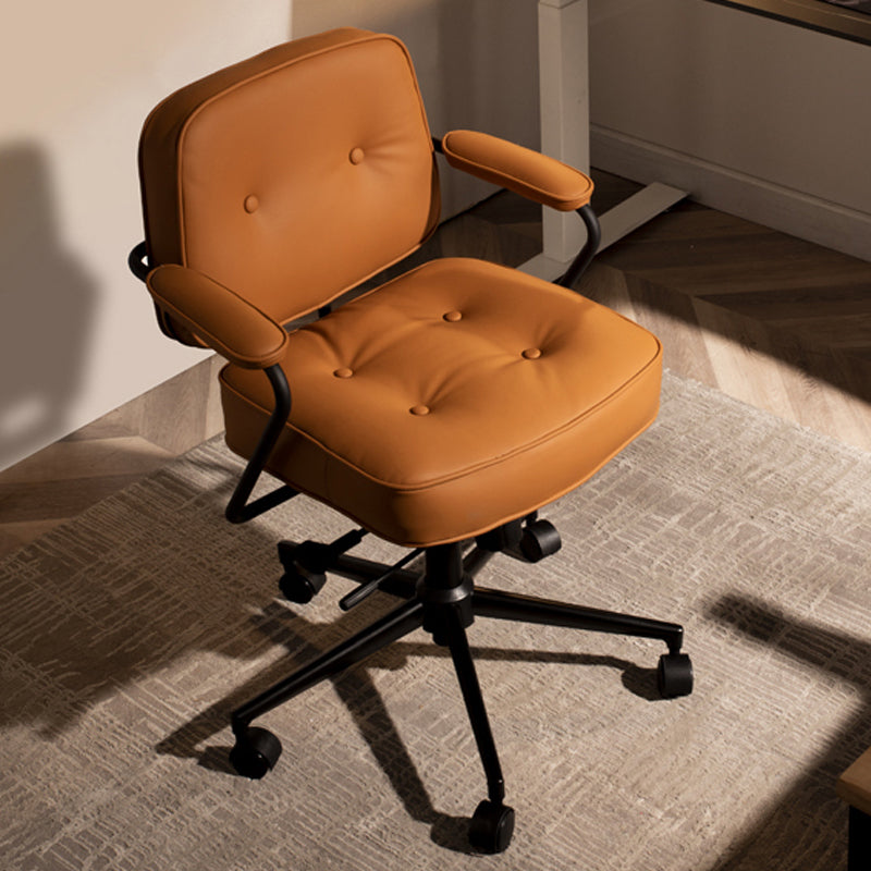 Modern Fixed Arms Conference Chair Leather Task Chair for Office