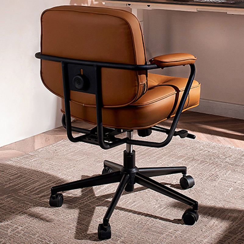 Modern Fixed Arms Conference Chair Leather Task Chair for Office