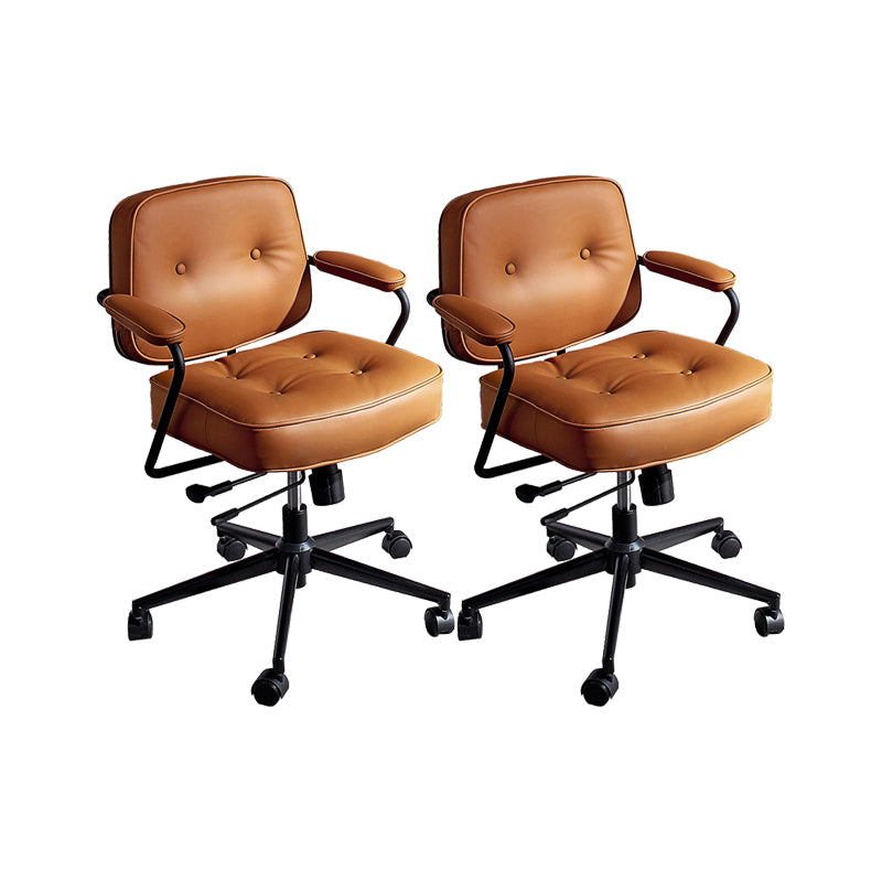 Modern Fixed Arms Conference Chair Leather Task Chair for Office