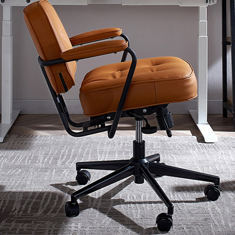 Modern Fixed Arms Conference Chair Leather Task Chair for Office