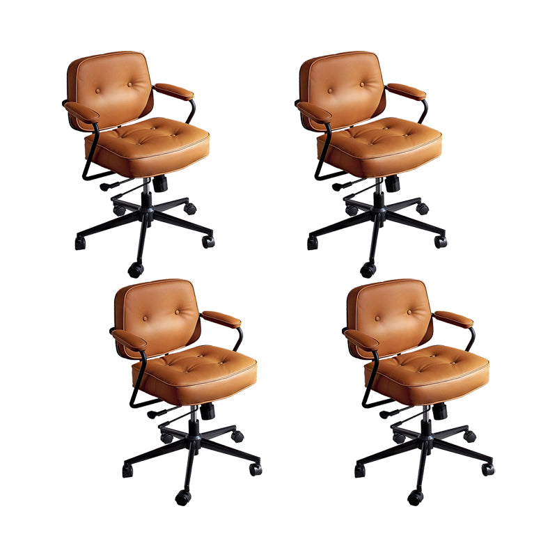 Modern Fixed Arms Conference Chair Leather Task Chair for Office