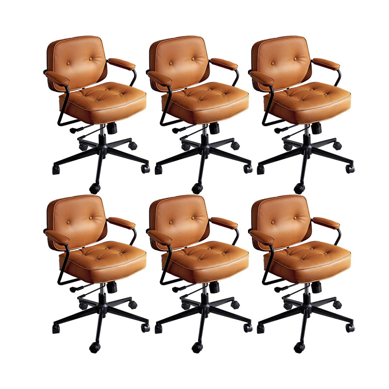 Modern Fixed Arms Conference Chair Leather Task Chair for Office