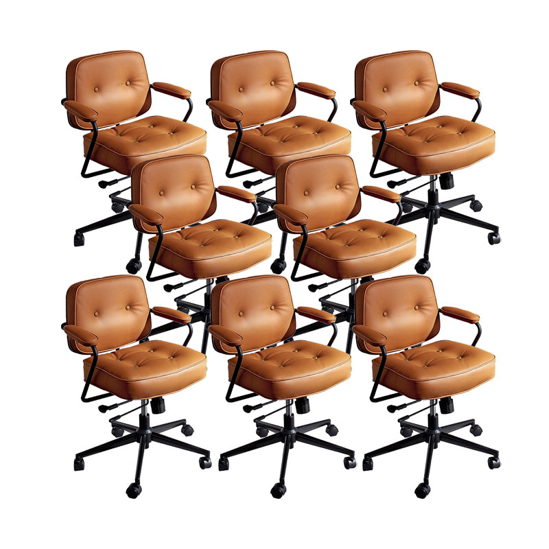 Modern Fixed Arms Conference Chair Leather Task Chair for Office