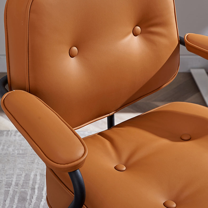 Modern Fixed Arms Conference Chair Leather Task Chair for Office