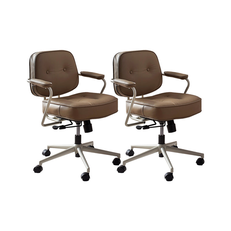 Modern Fixed Arms Conference Chair Leather Task Chair for Office