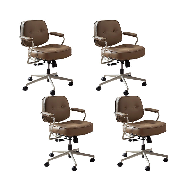 Modern Fixed Arms Conference Chair Leather Task Chair for Office