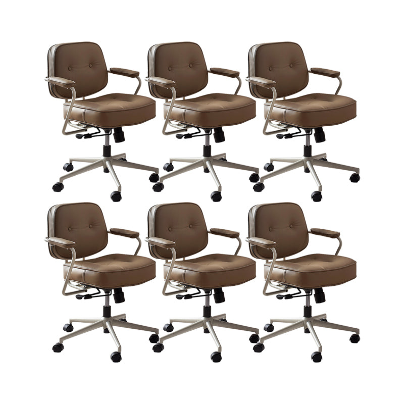 Modern Fixed Arms Conference Chair Leather Task Chair for Office