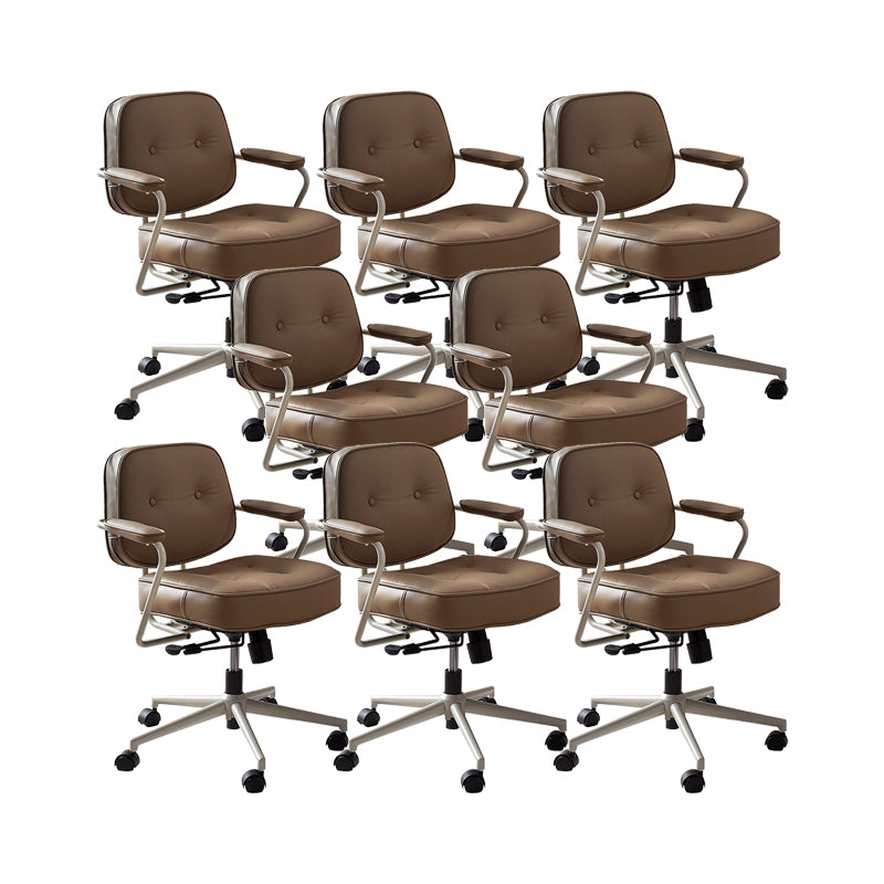 Modern Fixed Arms Conference Chair Leather Task Chair for Office