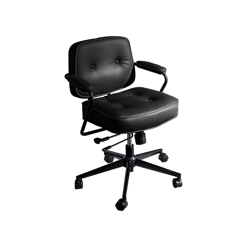 Modern Fixed Arms Conference Chair Leather Task Chair for Office