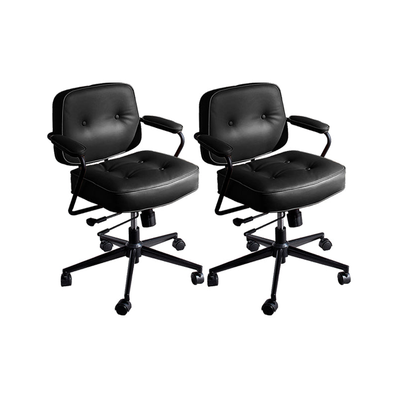 Modern Fixed Arms Conference Chair Leather Task Chair for Office