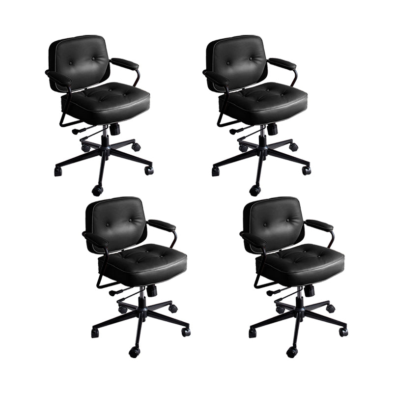 Modern Fixed Arms Conference Chair Leather Task Chair for Office