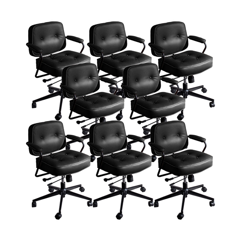 Modern Fixed Arms Conference Chair Leather Task Chair for Office