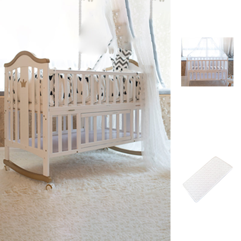 Scandinavian Crib with Storage with Casters/Wheels Wood Nursery Crib