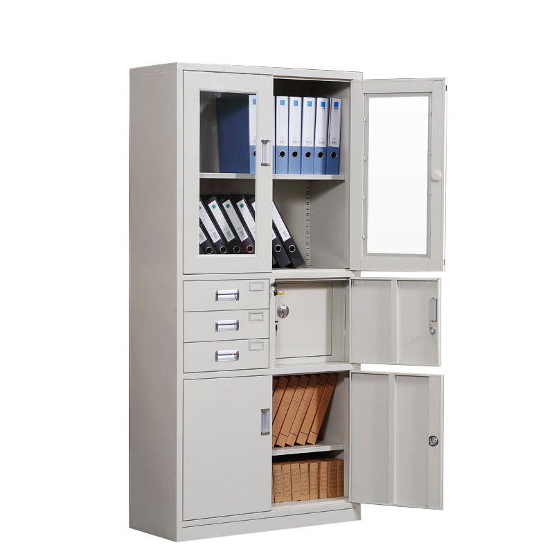 Modern File Cabinet Glass Doors Lock Storage Vertical Filing Cabinet