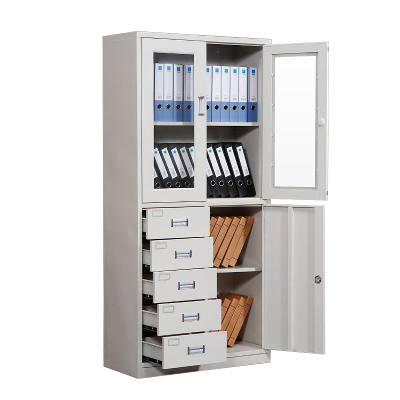 Modern File Cabinet Glass Doors Lock Storage Vertical Filing Cabinet