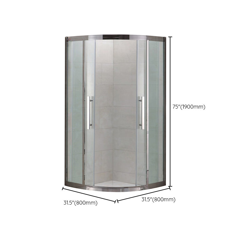 Shower Enclosure Semi-Frameless Double Sliding Neo-Angle Black  Door Handles Shower Stall