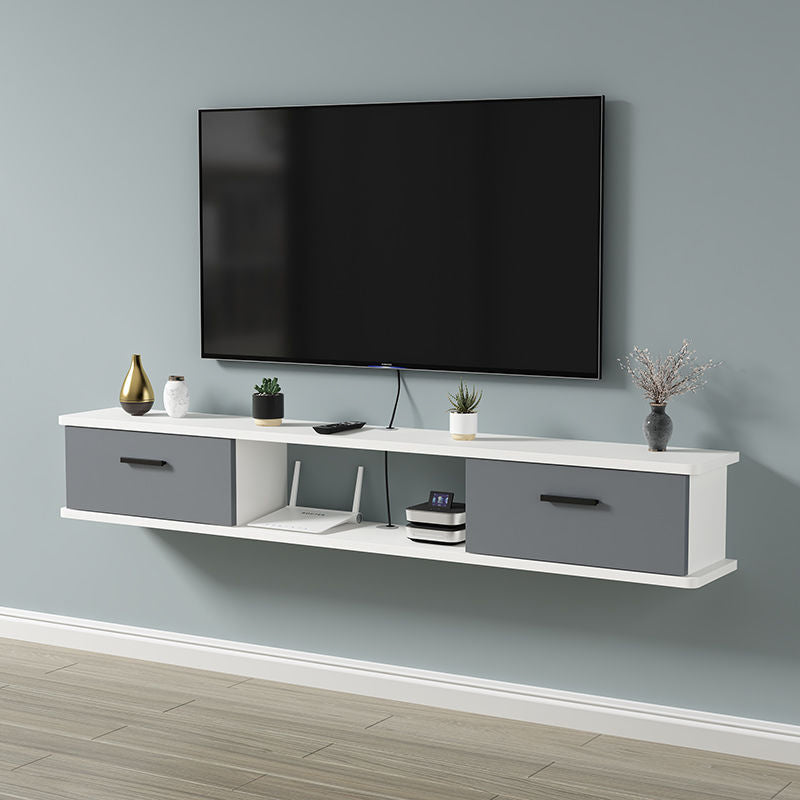 Contemporary Media Console Wooden TV Stand Console with Doors