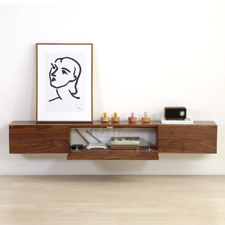 Wall-mounted TV Stand Console Solid Wood TV Media Console with Drawers