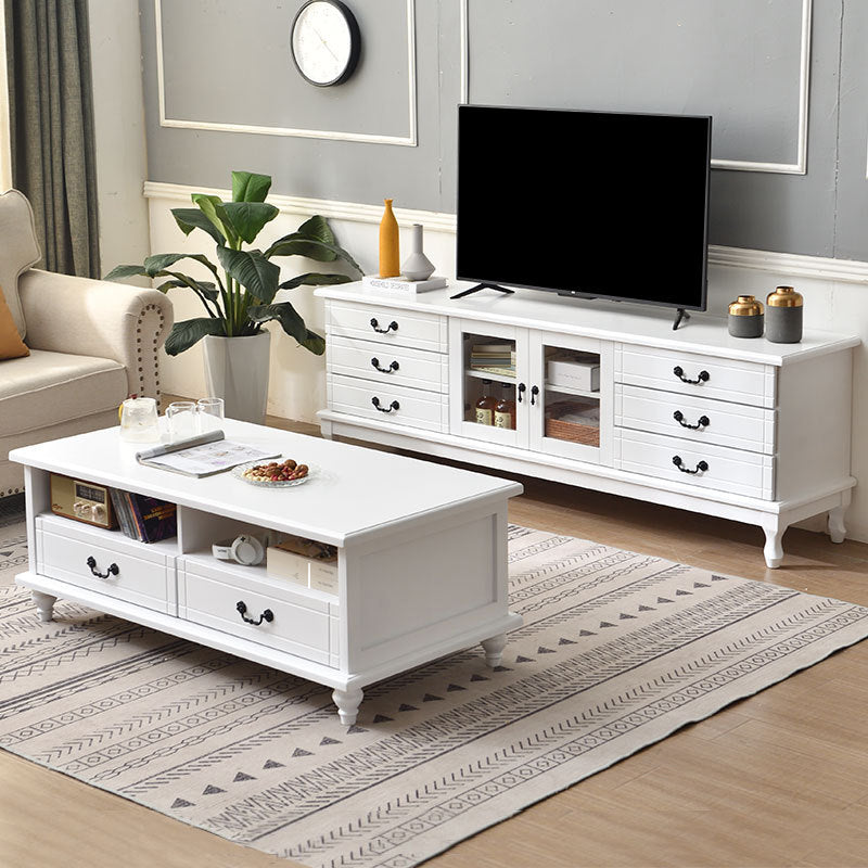 Traditional TV Stand Console Wooden TV Media Console for Living Room