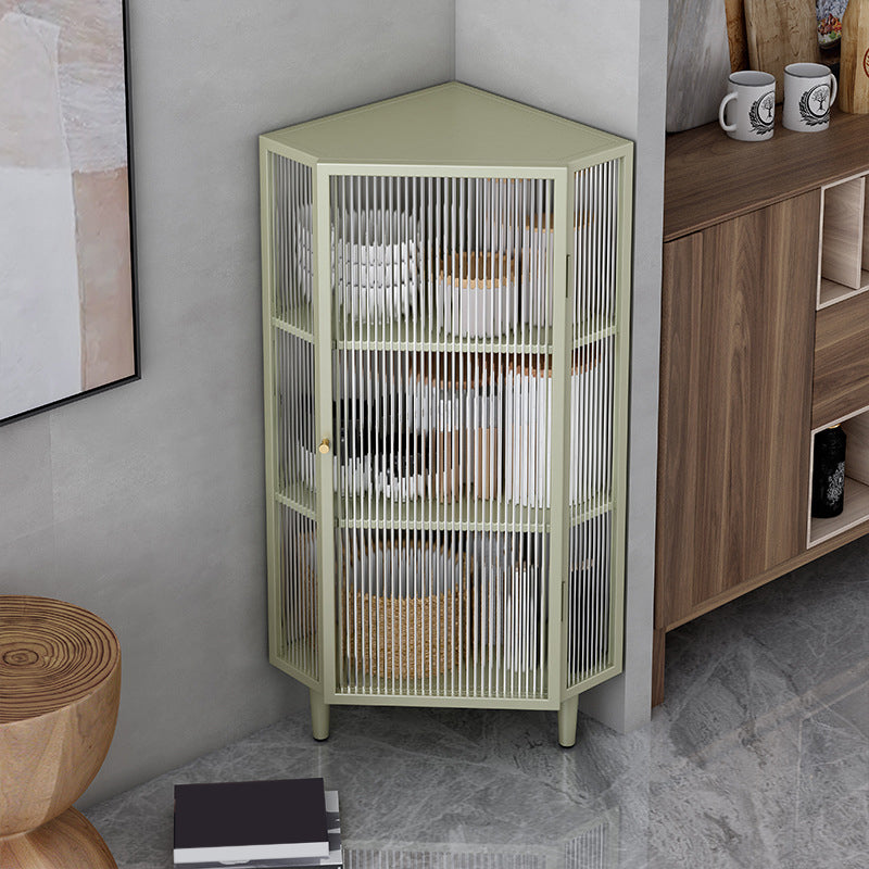 Industrial Curio Cabinet Metal Display Cabinet with Doors for Dining Room