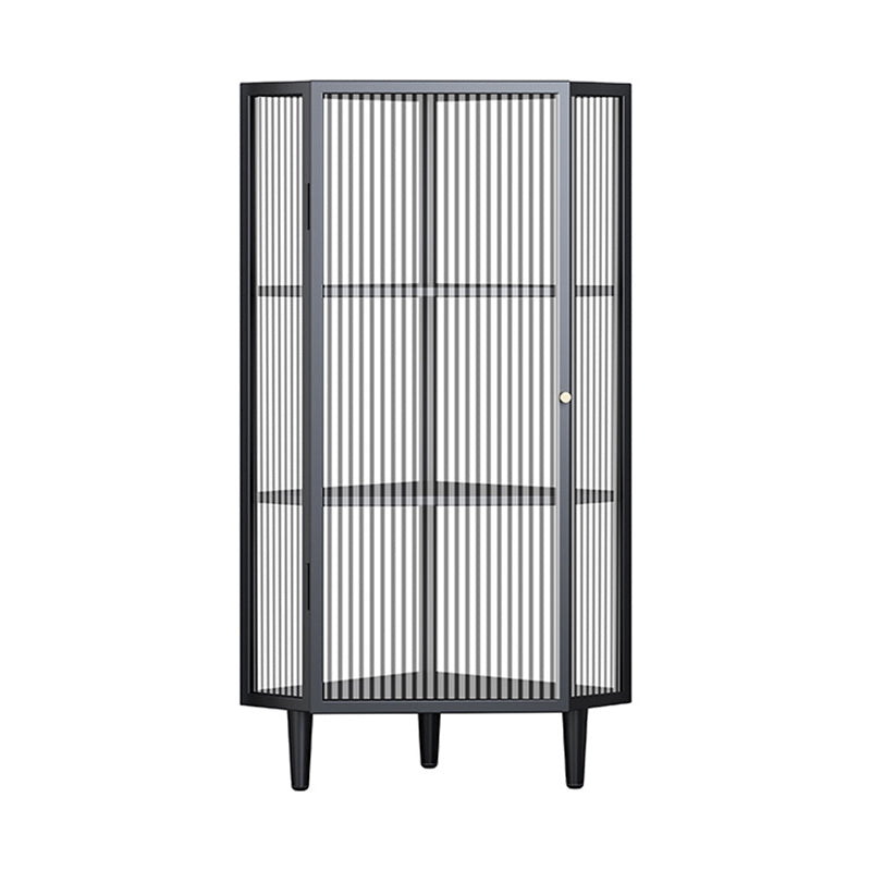 Industrial Curio Cabinet Metal Display Cabinet with Doors for Dining Room