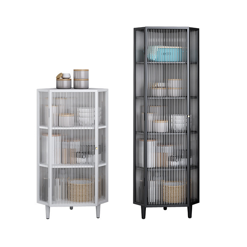 Industrial Curio Cabinet Metal Display Cabinet with Doors for Dining Room