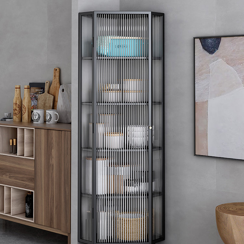 Industrial Curio Cabinet Metal Display Cabinet with Doors for Dining Room