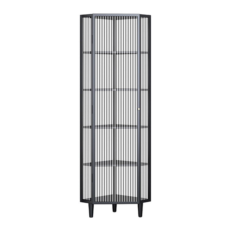 Industrial Curio Cabinet Metal Display Cabinet with Doors for Dining Room