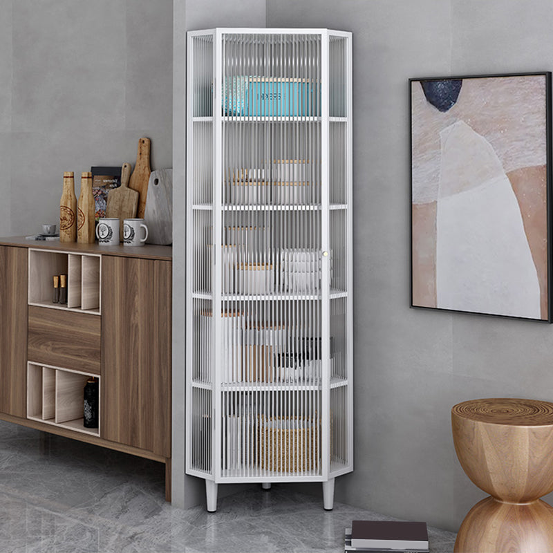 Industrial Curio Cabinet Metal Display Cabinet with Doors for Dining Room