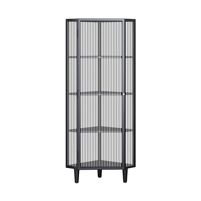 Industrial Curio Cabinet Metal Display Cabinet with Doors for Dining Room