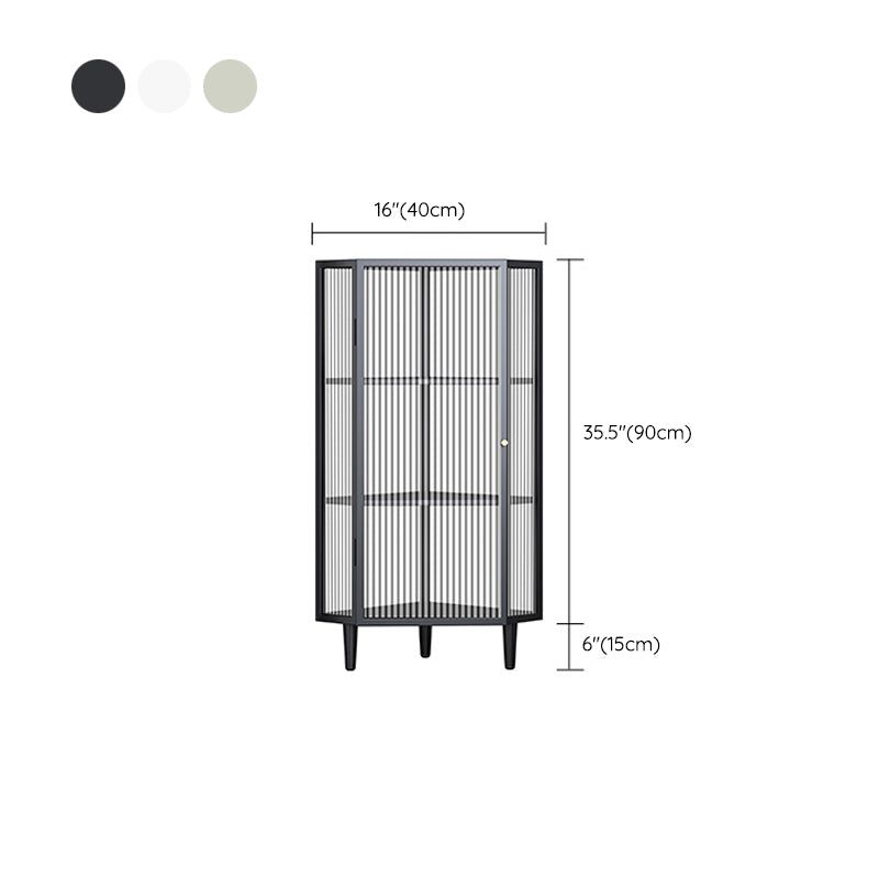 Industrial Curio Cabinet Metal Display Cabinet with Doors for Dining Room