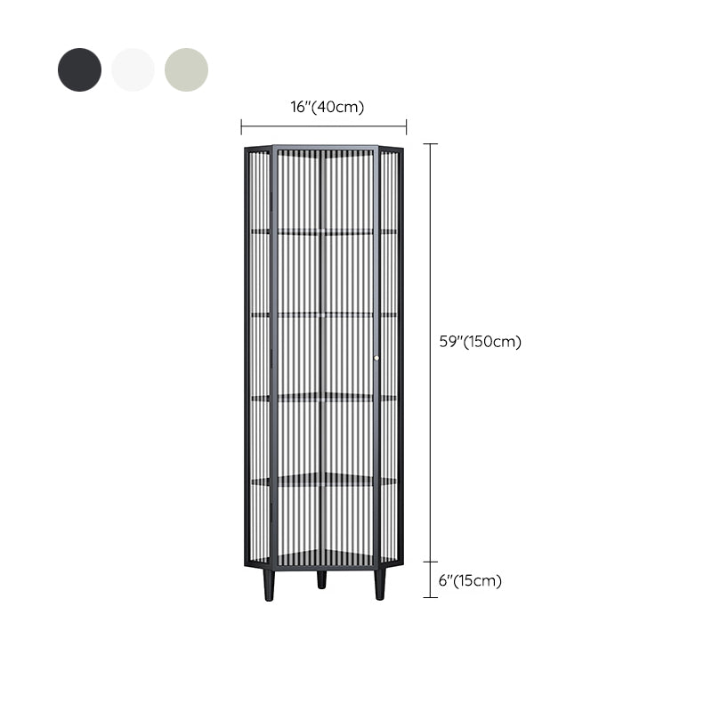 Industrial Curio Cabinet Metal Display Cabinet with Doors for Dining Room