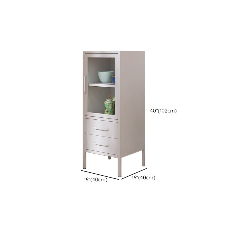 Contemporary Metal China Cabinet Glass Doors Hutch Cabinet for Living Room