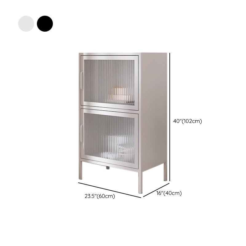 Contemporary Metal China Cabinet Glass Doors Hutch Cabinet for Living Room