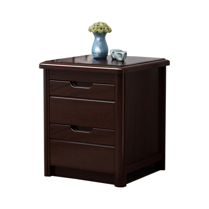 Walnut Bed Nightstand Contemporary Bedside Cabinet with Drawers