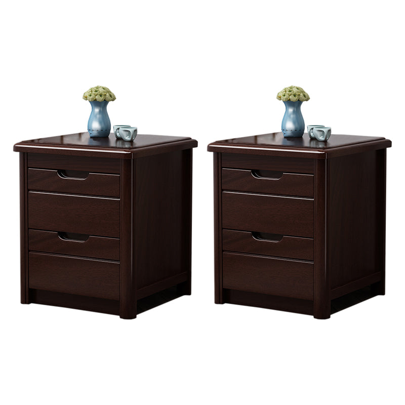 Walnut Bed Nightstand Contemporary Bedside Cabinet with Drawers