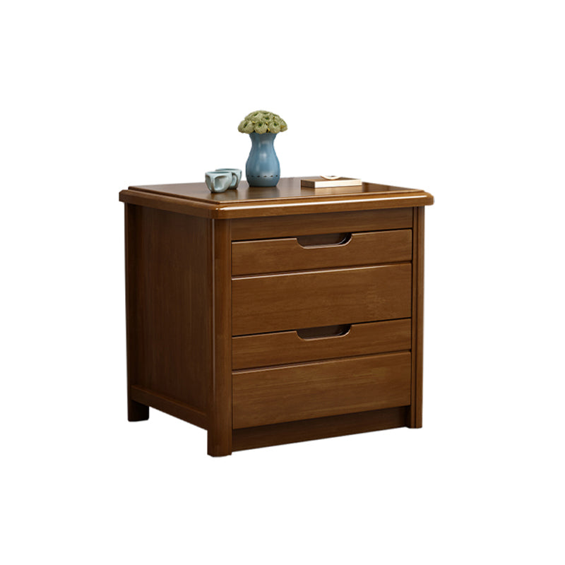 Walnut Bed Nightstand Contemporary Bedside Cabinet with Drawers