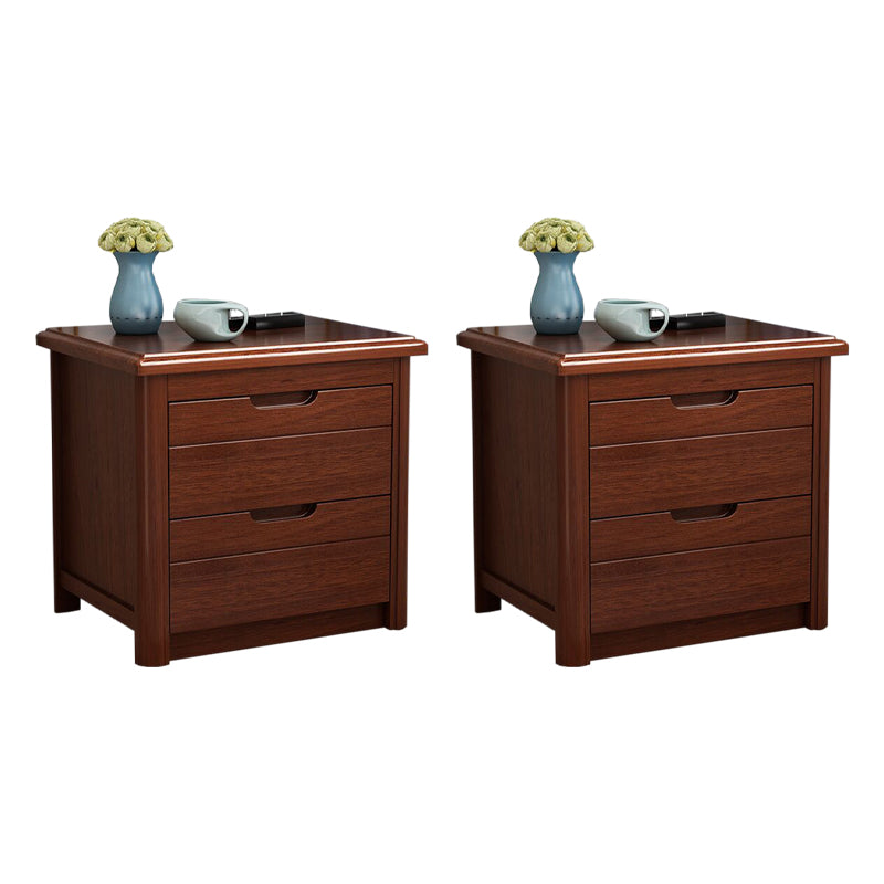 Walnut Bed Nightstand Contemporary Bedside Cabinet with Drawers