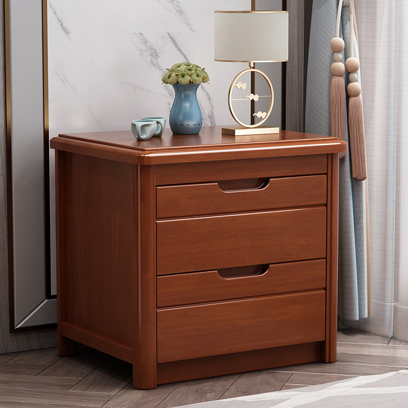 Walnut Bed Nightstand Contemporary Bedside Cabinet with Drawers