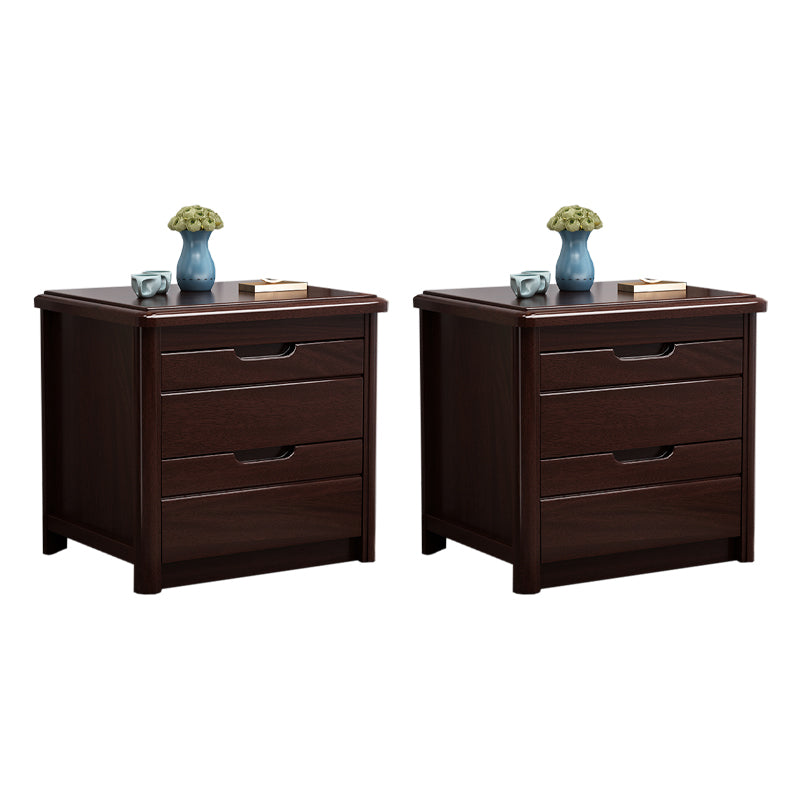 Walnut Bed Nightstand Contemporary Bedside Cabinet with Drawers